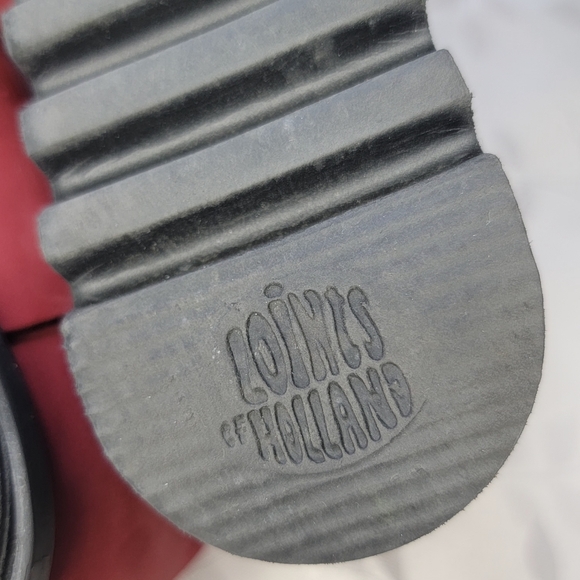 Loints Of Holland Dark Red Leather Ankle Strap Comfort Wedge Shoes Size 7.5 - Picture 16 of 16